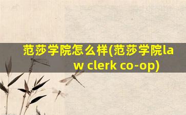 范莎学院怎么样(范莎学院law clerk co-op)